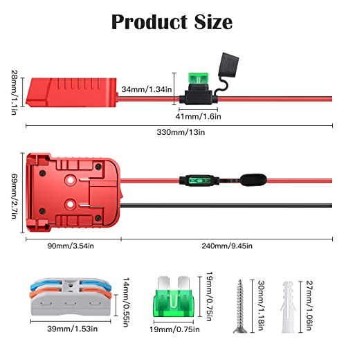 1 Pack Power Wheel Adapter for Milwaukee M18 Battery 18V Conversion Kit with Fuse & Switch