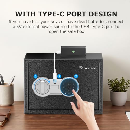 Bonsaii Safe Box with Electronic Keypad 0.6 Cu.Ft Home Office Security Safe