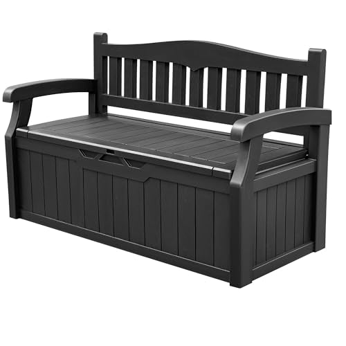 Devoko Waterproof Lockable 80 Gallon Storage Bench Deck Box Black - Outdoor Seating & Storage