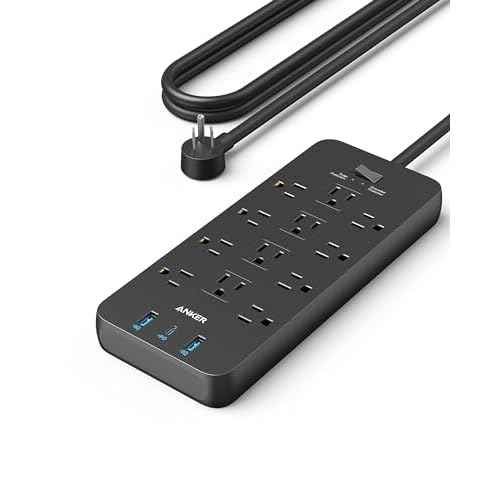 Anker Power Strip Surge Protector (2100J), 12 Outlets with 2 USB A and 1 USB C Port for Multiple Devices, 5ft Extension Cord, 20W Power Delivery Charging for Home, Office, Dorm Essential, TUV Listed