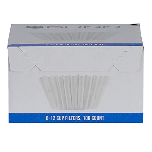 BUNN 100 Count Coffee Filters, Flat Bottom 8-12 Cup, 6 Pack (600 Filters per Case)