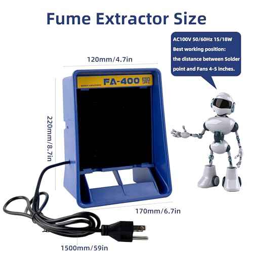 Soldering Fan Smoke Absorber Solder Fume Extractor for Soldering DIY Fan Extraction Equipment Solder Sucker Prevention Absorber Solder Fume Extractor Station. (FA-400)
