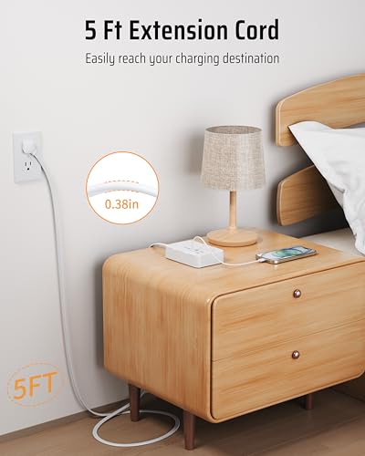 DEPOW White 3 Ft Power Strip Surge Protector with 6 Outlets & 4 USB Ports