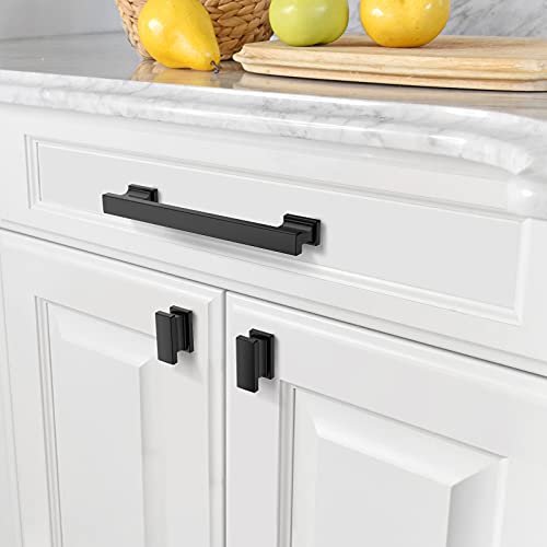 Amerdeco 10 Pack Matte Black 5-Inch Cabinet Pulls with 5" Center Hole