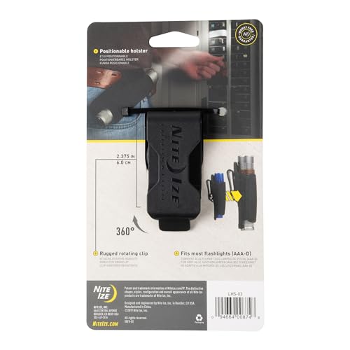 Nite Ize Lite Holster Stretch Flashlight Holster - Belt Clip Flashlight Holder - Soft Hip Clip for Convenient Tactical Flashlight Use - 2 Count (2 Pack)