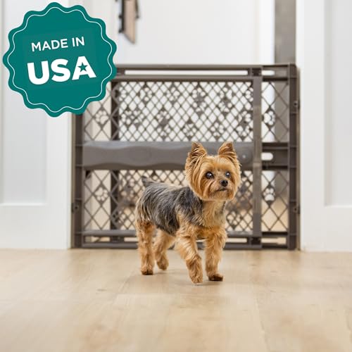 MYPET Paws Portable Pet Gate - Fieldstone Gray, 26-40" Expandable, No Tools Needed, Durable Dog Gate for Doorways, Made in USA