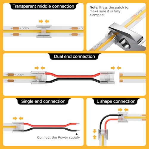 KOMIGAN 20 Pack COB LED Strip Connectors & 6.6FT Extension Wires for Solderless Light Splicing