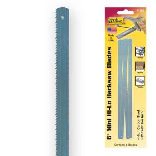 IVY Classic 11092 6" 32 TPI Mini Hi-Lo Hacksaw Blades, Made in USA, 5/Card