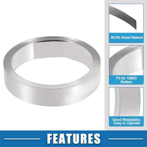 Car Nickel Strip 99.6% Nickel 0.12x15mm 32.8ft Nickle Tabs for 18650 Soldering Tab for High Capacity Lithium Li-Po Battery NiMh NiCd Battery Pack and Spot Welding Silver Tone