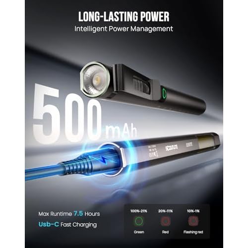 SCOUTLITE Levite EDC Work Pen Light with Electronic Level, Dual-Beam LED Flashlight 200 Lumens, Rechargeable, IPX6 Waterproof, Aluminum Measurement Tool