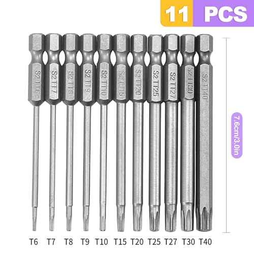 11-Piece 3" Long Magnetic Security Star Bit Set, S2 Steel, 1/4" Hex Shank, T6-T40 Tamper-Proof Screwdriver Bits for Impact Drill torx-compatible