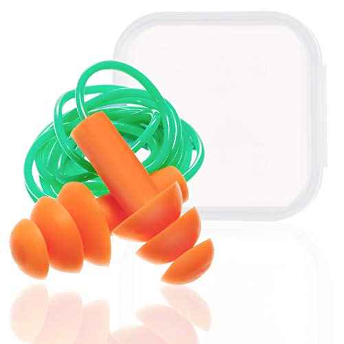 Bememo 6 Pairs Reusable Corded Earplugs Noise Reduction Silicone Ear Plugs with Case Waterproof Earplugs Sound Blocking Hearing Protection for Shooting Sleeping Snoring Swimming Study Sports
