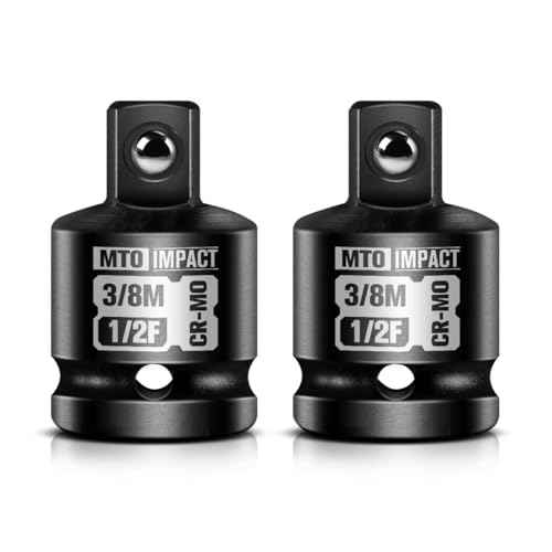 MTO 2-Piece 1/2" Female to 3/8" Male Impact Socket Adapter Set, 1/2" Drive Impact Driver Conversions for Impact Wrench, Chrome Molybdenum Alloy Steel
