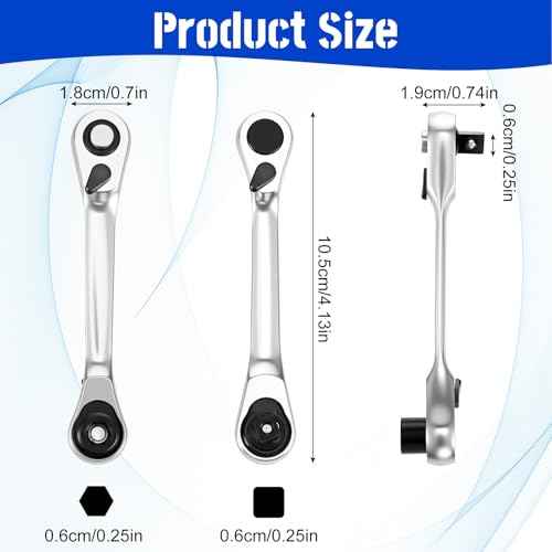1/4 Inch Double Headed Ratchet Wrench, 72 Tooth Drive Socket and Screwdriver Bit Ratchet Set Rotator Mini Practical Accessories Tool Silver Wrench 5 Degrees Quick Install Release
