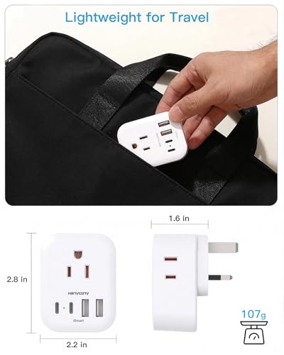 HANYCONY US to UK Plug Adapter Type G for Travel, 2 Pack - UK Ireland Version
