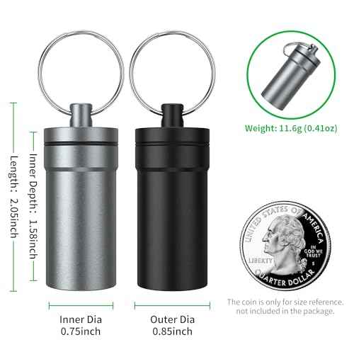 Portable Ear Plug Carrying Case, Urekt Waterproof Metal Earplug Case Keychain Container Holder£¨2 Pack£©
