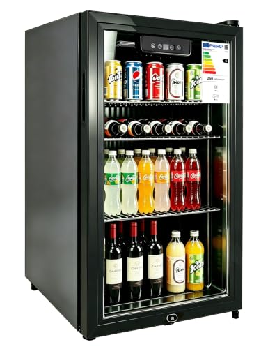 E-Yards 1.7 Cu.ft Beverage Refrigerator Cooler - 68 Can Mini Fridge Glass Door, Adjustable Shelves, Digital Temp, Black
