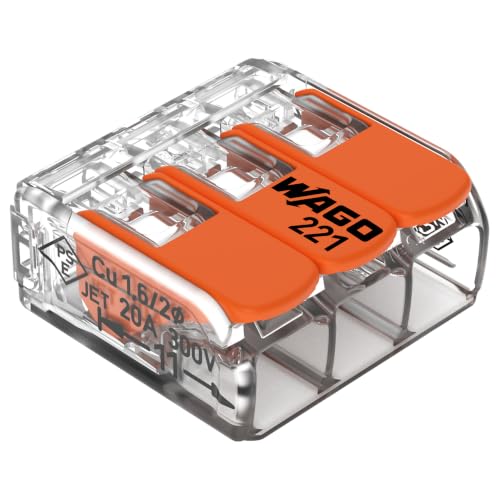 WAGO 221-413 Lever-Nuts 3 Conductor Plastic Compact Splicing Connectors Box of 50