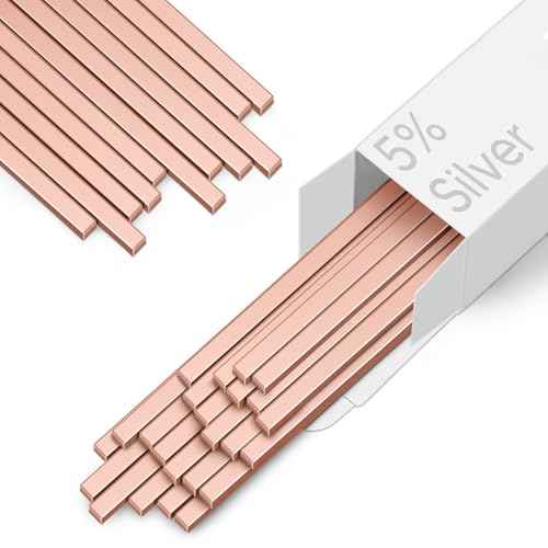 60 Sticks Brazing Rods, BCuP-3 5% Silver Solder Copper Phosphor Welding Rods Industry Grade 0.050"x1/8"x10" for Air Conditioning, Refrigerator, Cold Storage, HVAC Units