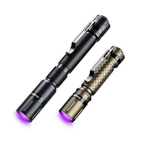 UV Flashlight 2 Pack 395nm Ultraviolet, Black Light Mini Penlight Portable and Compact for Pet Urine and Stain Detection, Hotel Cleaning, ID Check, Handheld Detector
