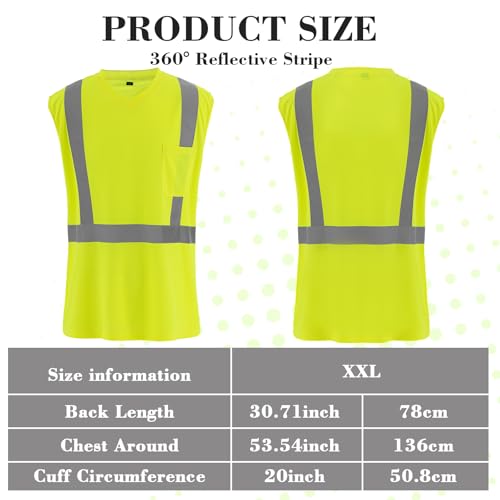 Amylove 4 Pcs Hi Vis Sleeveless Reflective Shirt for Men Class 2 Construction Work Shirts with Pockets for Men Women