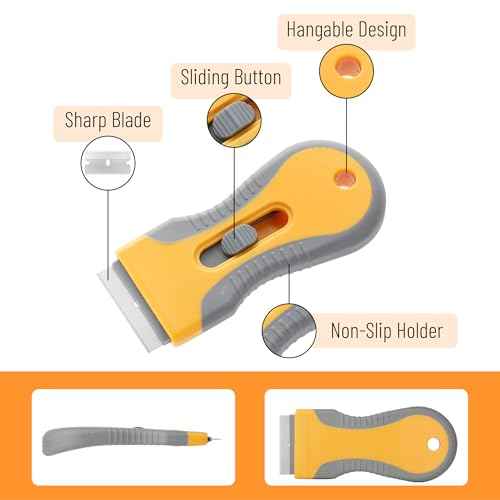 Bates- Razor Blade Scraper Set, 3 Pack, Razor Scraper Set with Extra 50 Plastic & 30 Metal Blades, Window Scraper Tool, Paint Scraper Tool