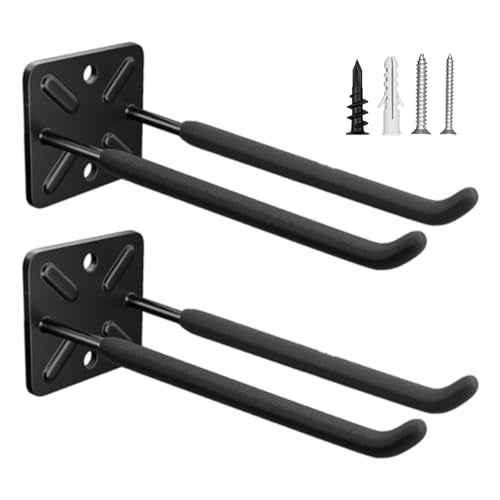 Heavy Duty Garage Hooks and Tool Organizer, Wall Mount Utility Storage Hangers for Car Tires, Ladders, Chairs, Garden Tools, Power Tools and More£¨2PC-12.4 Inches£©