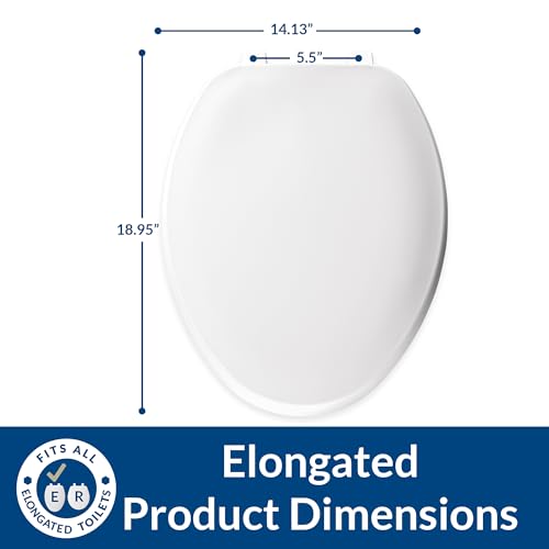 Bemis Elongated Plastic Toilet Seat - Durable White Bathroom Comfort