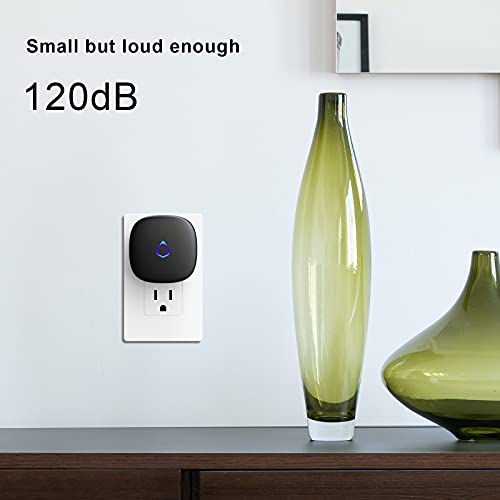 SECRUI Wireless Doorbell Kit with 1 Button & 1 Receiver, Waterproof, 1000Ft Range, Colorful LED, Adjustable Volume, Easy Install, Black