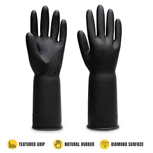 Chemical Resistant Latex Gloves,Cleaning Protective Safety Work Heavy Duty Rubber Gloves