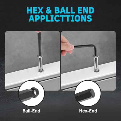 36-Piece Hex Key Allen Wrench Set with Ball End - SAE/Metric Sizes and 2 Storage Cases (Blue/Black)