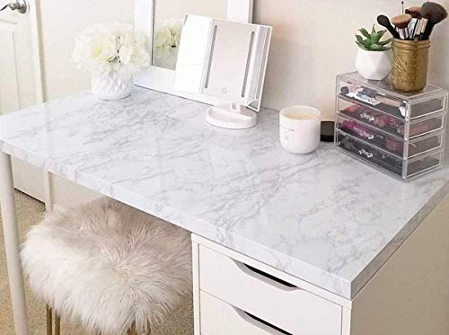 PracticalWs White & Gray Glossy Marble Contact Paper 11.8" x 78.7" Peel and Stick