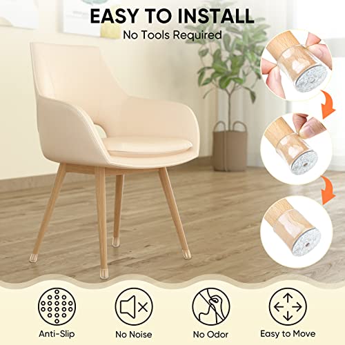 BALEINE 16PCS Clear Silicone Chair Leg Floor Protectors for Hardwood Floors