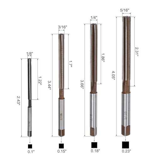 uxcell 4pcs Hand Reamers Set 1/8" 3/16" 1/4" 5/16" H8 Alloy Steel Reamer Bit Straight Flutes Steel Cutting Tool for Metal Wood Hole Reaming