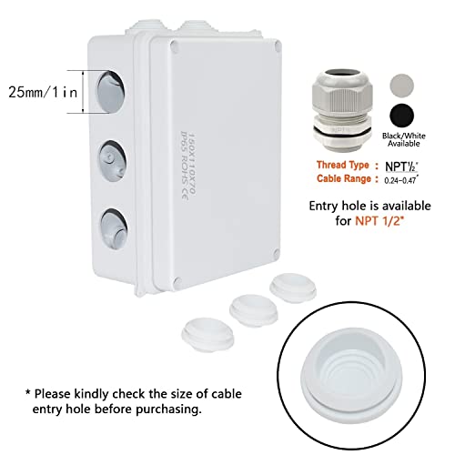 LeMotech ABS Plastic Dustproof Waterproof IP65 Junction Box Universal