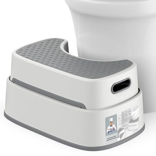 MR.SIGA Toilet Stool Squat Bathroom Foot Rest - Off-White & Dark Gray