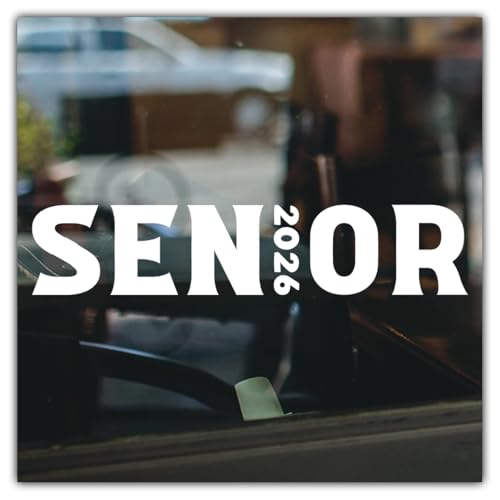 Senior 2026 Decal, Modern Tall Block Letter Graduation Class Sticker, Waterproof Vinyl Car Bumper Laptop Window Decoration, High School College Graduate Gift 7 Inches