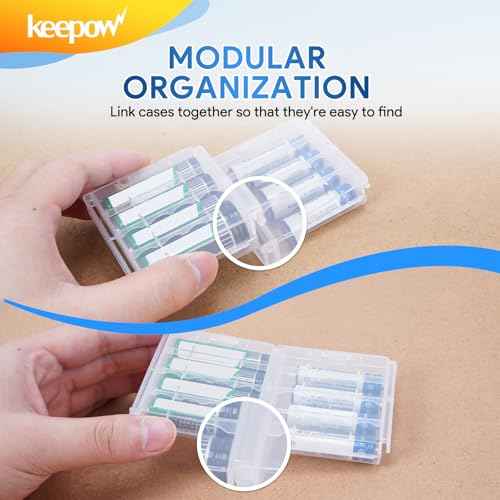 KEEPOW 12 Pcs AA/AAA Battery Storage Case Holder Box, Clear Color