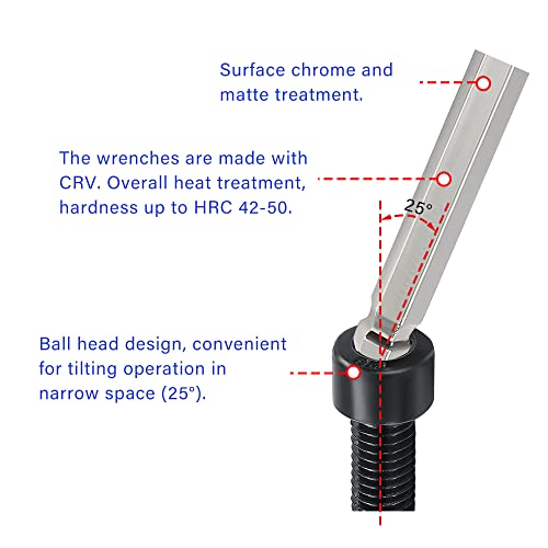 4 PCS 3/16" Ball End Hex Key Allen Wrench, SAE Internal Hexagonal, Wrench L Shaped Long Arm Repairing Tool, CR-V