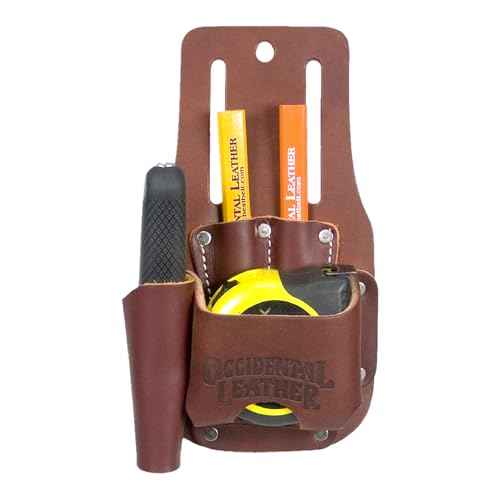 Occidental Leather Tape & Knife Holder - Holds Utility Knife, 2 Pencils & 35¡¯ Tape or 25¡¯ FatMax Holder for Chalk Lines - Made in USA