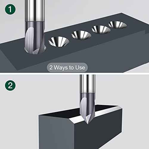 ASNOMY 1Pc 1/8"(3mm) Carbide V Groove Router Bit 90 Degree Chamfer End Mill, 3 Flutes CNC milling Cutter end Mill Bits for CNC Carving and Chamfering
