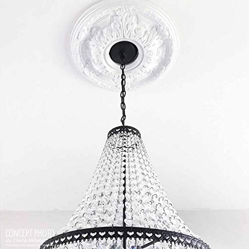 Ekena Millwork CM13BR2 13"OD x 7 1/2"ID x 3/4"P Bradford Classic Ceiling Medallion, Fits Canopies up to 8-5/8", 2 Piece