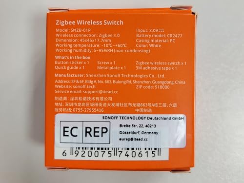 SONOFF Zigbee Switch, SNZB-01P Wireless Push Button, Supports to Create Smart Scenes, Trigger The Connected Devices on eWelink APP with Three Control Options, SONOFF ZigBee Bridge Required, 1Pack