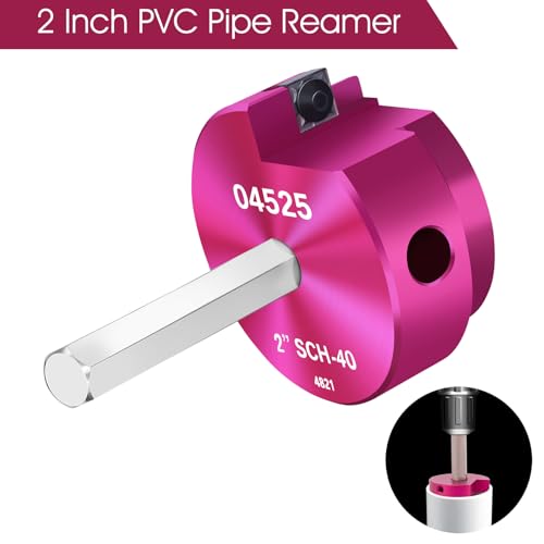 2 Inch PVC Pipe Reamer with Hex Shaft - Plumbing Fitting Saver Tool for Water & Drain Pipes