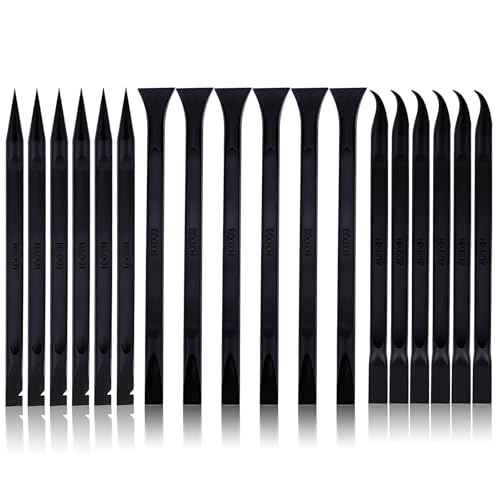 18 PCS Carbon Fiber Plastic Scrapers Tool, Non-Scratch Scraper Tool for Tight Spaces, Multi-Purpose Label Scraper Pen-Shaped, for Car Cleaning Supplies, Kitchen, Crevices, Stains (Black)