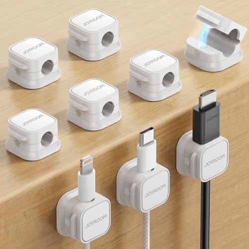 White 9-Pack Magnetic Cable Clips - Cord Organizer & Wire Holder for Desk & Wall