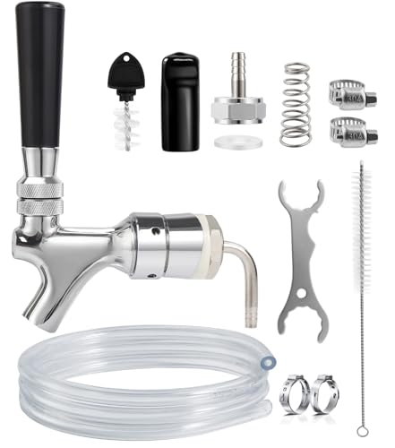 Kegerator Draft Beer Faucet Kit with Shank, 5 ft Line, Barb Fittings