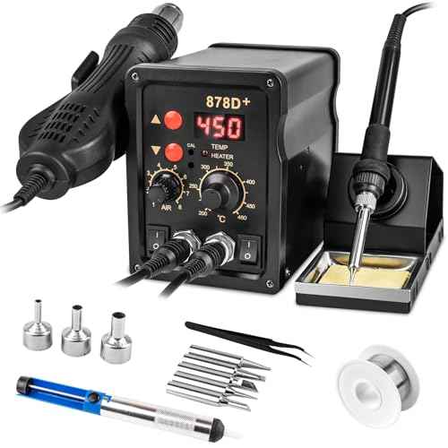 2 in 1 Hot Air Rework Soldering Iron Station Kit, Precision Circuit Board Soldering Gun Kit, Rapid Heat up Solder Station, Upgrade Dual System Independent Control, Auto Sleep & Calibration