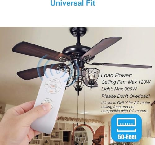 LPHUMEX White 3-in-1 Ceiling Fan Remote Control Kit for AC Motor Fans - Standard