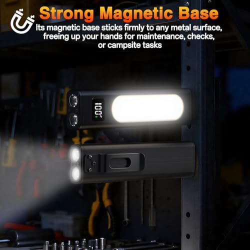 Huccbs 2-Pack Rechargeable LED Flashlights 1800 Lumens with Magnetic Base, Waterproof Work Light